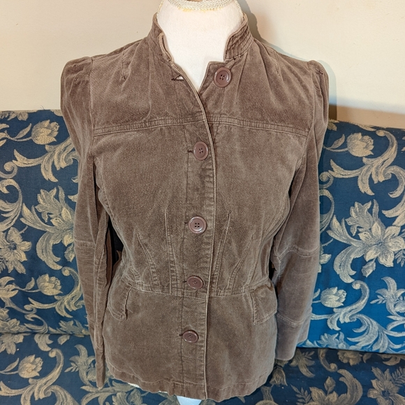 Cote Femme Soft Chocolate Military Style Brushed Jacket - Picture 1 of 6